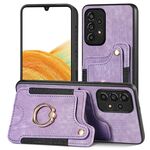 Per Samsung Galaxy A33 5G Retro Skin-feel Ring Multi-card Wallet Custodia per telefono (viola)