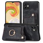 Per Samsung Galaxy A04 Retro Skin-feel Ring Multi-card Wallet Custodia per telefono (nero)