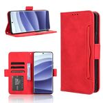 Per Redmi Note 14 Pro+ 5G Custodia in pelle con texture in vitello e slot per schede (rosso)