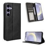Per Samsung Galaxy S24 FE 5G Custodia per telefono in pelle con fibbia magnetica e texture retrò (nero)