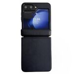 Per Samsung Galaxy Z Flip6 Custodia per telefono con texture in pelle tinta unita con asse magnetico integrato (nero)