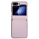 Per Samsung Galaxy Z Flip6 Custodia per telefono con texture in pelle tinta unita con asse magnetico integrato (rosa)