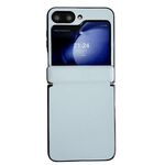Per Samsung Galaxy Z Flip6 Custodia per telefono con texture in pelle tinta unita con asse magnetico integrato (blu)