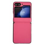 Per Samsung Galaxy Z Flip6 Custodia per telefono con texture in pelle tinta unita con asse magnetico integrato (rosso rosa)