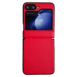 Per Samsung Galaxy Z Flip6 Custodia per telefono con texture in pelle tinta unita con asse magnetico integrato (rosso)