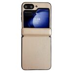 Per Samsung Galaxy Z Flip6 Custodia per telefono con texture in pelle tinta unita con asse magnetico integrato (oro)