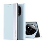 Per Xiaomi Redmi Note 14 Pro+ 5G Custodia per telefono in pelle con rivestimento elettrolitico laterale (blu)
