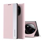Per Xiaomi Redmi Note 14 Pro+ 5G Custodia per telefono in pelle con rivestimento elettrolitico laterale (rosa)