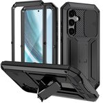Per Samsung Galaxy S25+ 5G R-JUST Custodia per telefono con supporto impermeabile per fotocamera scorrevole (nero)