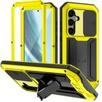 Per Samsung Galaxy S25+ 5G R-JUST Custodia per telefono con supporto impermeabile per fotocamera scorrevole (giallo)