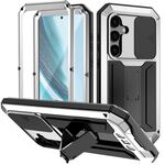 Per Samsung Galaxy S25+ 5G R-JUST Custodia per telefono con supporto impermeabile con fotocamera scorrevole (argento)