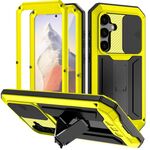 Per Samsung Galaxy S25 5G R-JUST Custodia per telefono con supporto impermeabile per fotocamera scorrevole (giallo)
