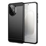 Custodia per telefono in TPU con texture spazzolata in fibra di carbonio per Honor 300 (nero)