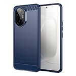 Custodia per telefono in TPU con texture spazzolata in fibra di carbonio per Honor 300 (blu)