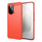 Custodia per telefono in TPU con texture spazzolata in fibra di carbonio per Honor 300 (rosso)