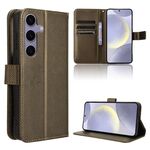 Per Samsung Galaxy S24 FE 5G Custodia in pelle con texture a diamante (marrone)