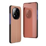 Per Xiaomi Redmi Note 14 Pro+ 5G Custodia in pelle con supporto a specchio orizzontale placcato (oro rosa)