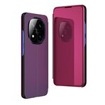 Per Xiaomi Redmi Note 14 Pro+ 5G Custodia in pelle con supporto a specchio orizzontale placcato (viola)