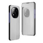 Per Xiaomi Redmi Note 14 Pro+ 5G Custodia per telefono in pelle con supporto a specchio placcato orizzontale (argento)