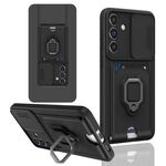 Per Samsung Galaxy S25+ 5G Custodia per telefono in silicone con supporto magnetico scorrevole Camshield (nero)