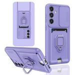 Per Samsung Galaxy S24 FE 5G Custodia per telefono in silicone con supporto magnetico scorrevole Camshield (viola chiaro)