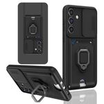 Per Samsung Galaxy S24 FE 5G Custodia per telefono in silicone con supporto magnetico scorrevole Camshield (nero)