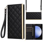 Per Samsung Galaxy S24 FE 5G Crossbody Rhombic Sucker Custodia in Pelle per Telefono (Nero)