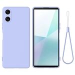 Per Sony Xperia 10 VI Custodia antiurto in silicone liquido Pure Color (viola)