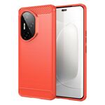 Custodia per telefono in TPU con texture spazzolata in fibra di carbonio per Honor 300 Ultra (rosso)