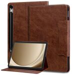 Per Samsung Galaxy Tab S10 FE+ Custodia per tablet in pelle con fibbia a forma di gatto (marrone)