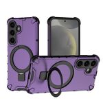 Per Samsung Galaxy S25 5G Grating 360 gradi supporto girevole antiurto custodia per telefono (viola)