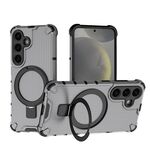 Per Samsung Galaxy S25+ 5G Grating 360 gradi supporto girevole antiurto custodia per telefono (nero)
