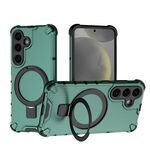 Per Samsung Galaxy S25+ 5G Grating 360 gradi supporto girevole antiurto custodia per telefono (verde)