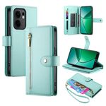 Per OPPO Reno13 F 4G / 5G Custodia in pelle con cerniera e nove slot per schede (verde menta)