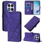 Per Redmi Note 14 Pro 5G Global Crossbody 3D Embossed Flip Custodia per telefono in pelle (viola)