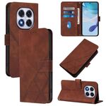Per Redmi Note 14 Pro 5G Global Crossbody 3D Embossed Flip Custodia per telefono in pelle (marrone)