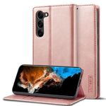 Per Samsung Galaxy S25+ 5G LC.IMEEKE Custodia per telefono in microfibra con forte magnetismo (oro rosa)