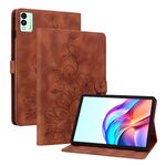 Per Tecno Megapad 11 Custodia per tablet in pelle goffrata Lily (marrone)