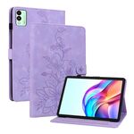 Per Tecno Megapad 11 Custodia per tablet in pelle goffrata Lily (viola)
