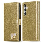 Per Samsung Galaxy S24 FE 5G Glitter Powder Love Custodia in pelle per telefono (oro)