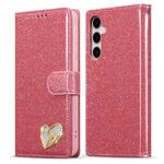 Per Samsung Galaxy S24 FE 5G Glitter Powder Love Custodia in pelle per telefono (rosa)