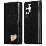 Per Samsung Galaxy S24 Ultra 5G Glitter Powder Love Custodia in pelle per telefono (nero)