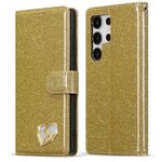 Per Samsung Galaxy S24 Ultra 5G Glitter Powder Love Custodia in pelle per telefono (oro)
