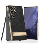 Per Samsung Galaxy S25 Ultra 5G GKK Triumph Custodia per telefono in pelle broccato argento ultra sottile con supporto (broccato argento nero)