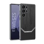 Per Samsung Galaxy S25 Ultra 5G GKK Plating Custodia per telefono con copertura completa in pelle e texture in legno (nero)