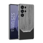 Per Samsung Galaxy S25 Ultra 5G GKK Plating Custodia per telefono con copertura completa in pelle e texture in legno (grigio)