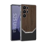 Per Samsung Galaxy S25 Ultra 5G GKK Plating Custodia per telefono con copertura completa in pelle e texture in legno (marrone)