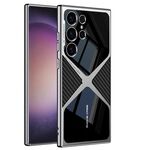 Per Samsung Galaxy S25 Ultra 5G GKK Custodia per telefono antiurto con placcatura in pelle supersonica (fibra di carbonio)