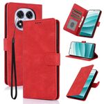 Per Redmi Note 14 Pro+ 5G Custodia per telefono in pelle di vitello con texture Fantasy Skin-feel (rosso)