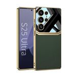 Per Samsung Galaxy S25 Ultra 5G GKK Plating TPU + Pelle Protezione Lente Copertura Completa Custodia per Telefono (Verde)